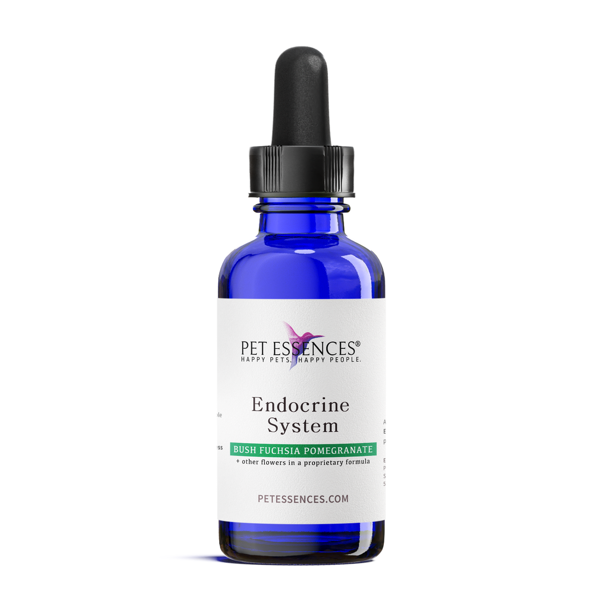 Pet Essences Endocrine System Formula, flower essence bottle for dogs and cats, front label