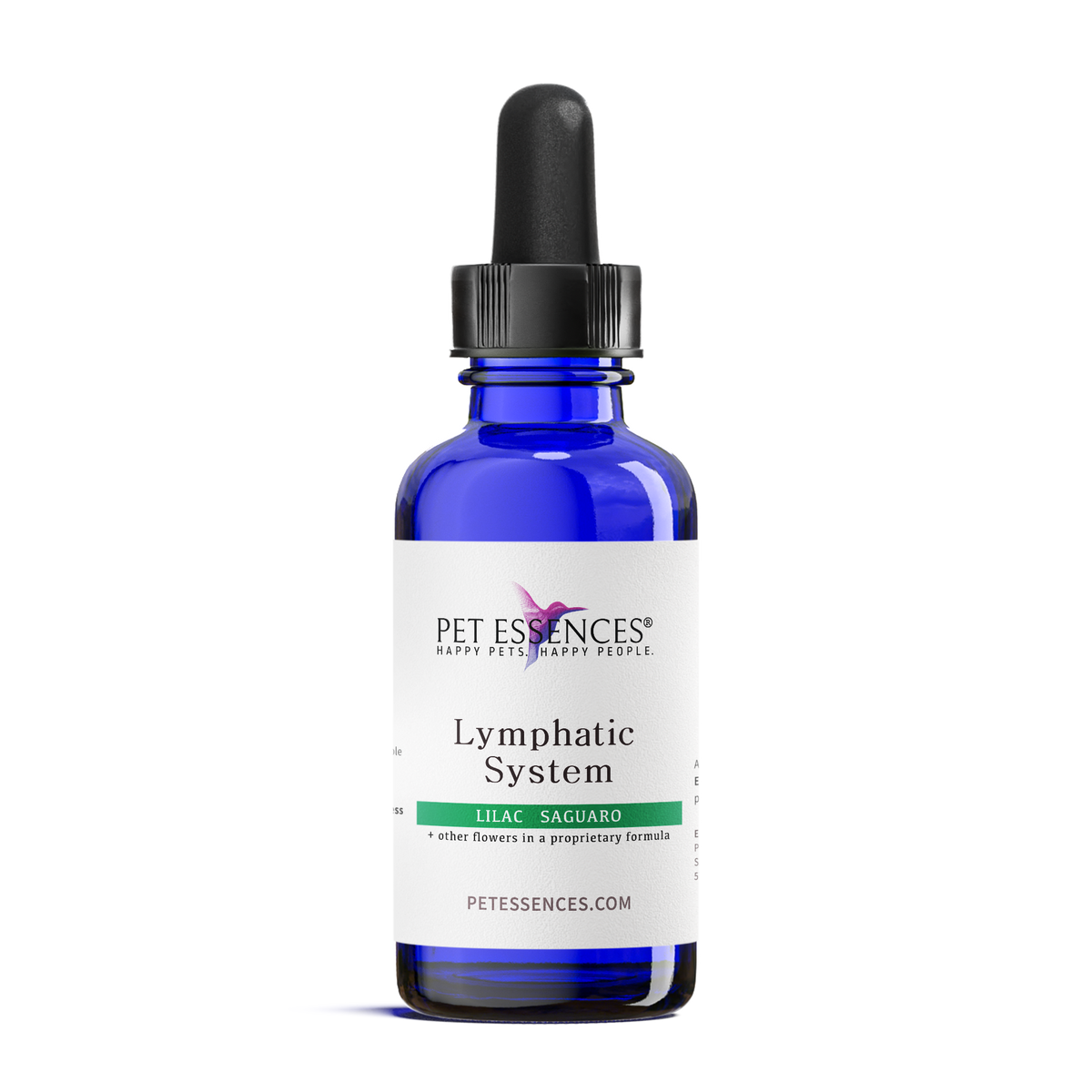 Pet Essences Lymphatic System Formula, flower essence bottle for dogs and cats, front label